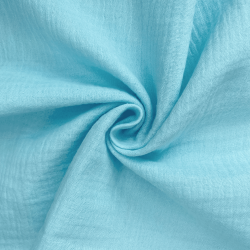 Ткань Муслин Жатый, цвет Небесно-голубой (на отрез)  в Кубинке